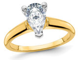1.90 Carat (ctw Color D-E-F) Synthetic Pear-Cut Moissanite Solitaire Engagement Ring in 14K Yellow Gold